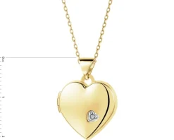 Zawieszka z żółtego złota z diamentem - puzderko - serce - 0,005 ct - próba 375