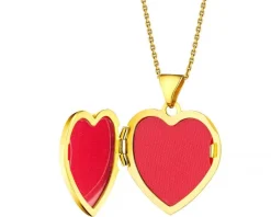 Zawieszka z żółtego złota z diamentami - puzderko - serce - 0,01 ct - próba 375