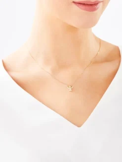 Zawieszka z żółtego złota z diamentem - aniołek - 0,002 ct - próba 375
