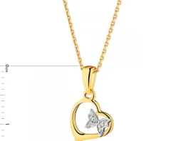 Zawieszka z żółtego złota z diamentami - motyl, serce - 0,006 ct - próba 585