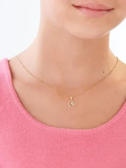 Zawieszka z żółtego złota z diamentami - motyl, serce - 0,006 ct - próba 585