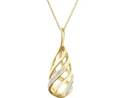 Zawieszka z żółtego złota z diamentami - 0,04 ct - próba 585