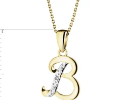Zawieszka z żółtego złota z diamentem - litera B - 0,003 ct - próba 375