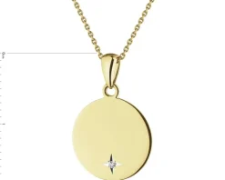 Zawieszka z żółtego złota z diamentem - koło - 0,005 ct - próba 585