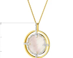 Zawieszka z żółtego złota z diamentami i masą perłową - próba 585