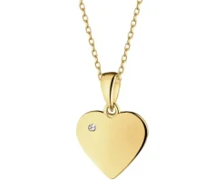 Zawieszka z żółtego złota z diamentem - serce - 0,006 ct - próba 375