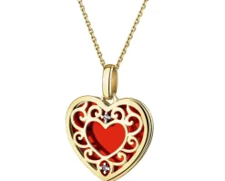 Zawieszka z żółtego złota z diamentami i emalią - serce - 0,008 ct - próba 375