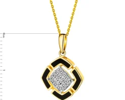 Zawieszka z żółtego złota z diamentami i emalią - 0,08 ct - próba 585