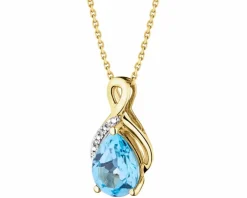 Zawieszka z żółtego złota z diamentami i topazem - próba 375