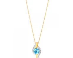 Zawieszka z żółtego złota z diamentami i topazem - próba 585