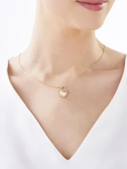 Zawieszka z żółtego złota z diamentem - puzderko - serce - 0,005 ct - próba 375