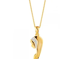 Zawieszka z żółtego złota z diamentami - medalik Matka Boska - 0,01 ct - próba 585