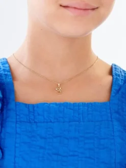 Zawieszka z żółtego złota z diamentem - aniołek, serce - 0,004 ct - próba 375