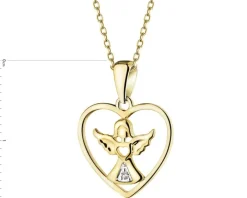 Zawieszka z żółtego złota z diamentem - aniołek, serce - 0,004 ct - próba 375
