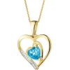Zawieszka z żółtego złota z diamentem i topazem - serca - próba 375