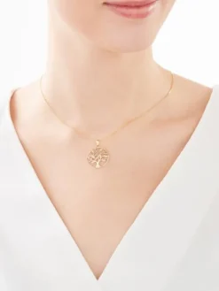 Zawieszka z żółtego złota z diamentami - drzewko - 0,01 ct - próba 375