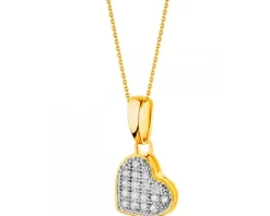 Zawieszka z żółtego złota z diamentami - serce - 0,04 ct - próba 585