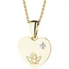 Zawieszka z żółtego złota z diamentem - serce, aniołek - 0,005 ct - próba 375