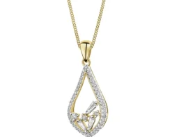 Zawieszka z żółtego złota z diamentami - 0,25 ct - próba 585