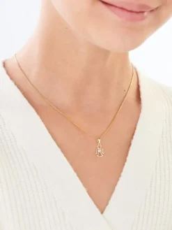 Zawieszka z żółtego złota z diamentem - aniołek, serce - 0,004 ct - próba 375