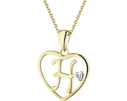 Zawieszka z żółtego złota z diamentem - litera H, serce - 0,005 ct - próba 375