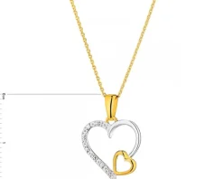 Zawieszka z żółtego złota z diamentami - serca - 0,01 ct - próba 375