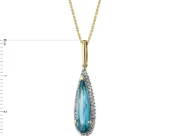 Zawieszka z żółtego złota z diamentami i topazem London Blue - próba 585