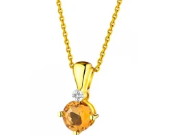 Zawieszka z żółtego złota z diamentem i cytrynem - próba 585
