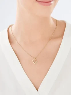Zawieszka z żółtego złota z diamentem - serce, gwiazda - 0,006 ct - próba 375