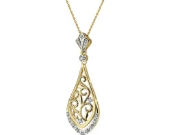 Zawieszka z żółtego złota z diamentami - 0,08 ct - próba 585