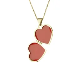 Zawieszka z żółtego złota z diamentem - puzderko - serce - 0,005 ct - próba 375