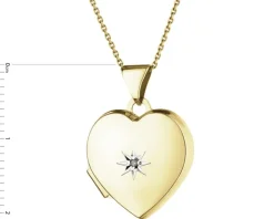 Zawieszka z żółtego złota z diamentem - puzderko - serce - 0,005 ct - próba 375