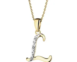 Zawieszka z żółtego złota z diamentem - litera L - 0,003 ct - próba 375