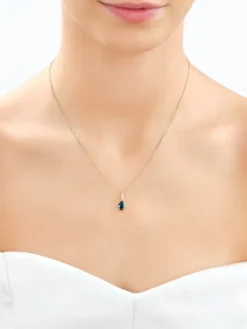 Zawieszka z żółtego złota z diamentami i topazem London Blue - próba 585