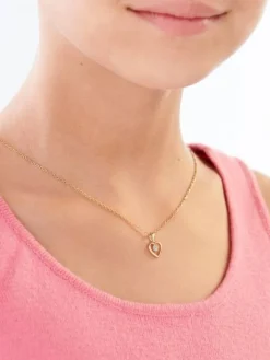 Zawieszka z żółtego złota z diamentami - serce - 0,02 ct - próba 585