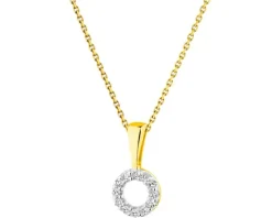 Zawieszka z żółtego złota z diamentami - koło - 0,02 ct - próba 375