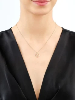 Zawieszka z żółtego złota z diamentami - koliber, serca - 0,03 ct - próba 585