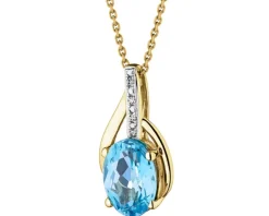 Zawieszka z żółtego złota z diamentami i topazem - próba 375