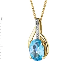 Zawieszka z żółtego złota z diamentami i topazem - próba 375