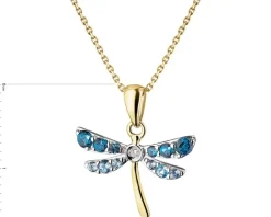 Zawieszka z żółtego złota z diamentem i topazami - ważka - próba 375