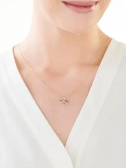 Zawieszka z żółtego złota z diamentem i topazami - ważka - próba 375