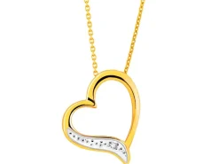 Zawieszka z żółtego złota z diamentem - serce - 0,005 ct - próba 375