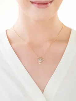 Zawieszka z żółtego złota z diamentami i topazami - drzewko - próba 375