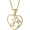 Zawieszka z żółtego złota z diamentem - litera B, serce - 0,005 ct - próba 375
