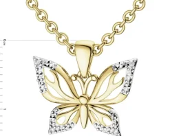 Zawieszka z żółtego złota z diamentami - motyl - 0,01 ct - próba 375