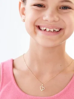 Zawieszka z żółtego złota z diamentami - serca - 0,005 ct - próba 585