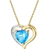 Zawieszka z żółtego złota z diamentem i topazem - serce - próba 585