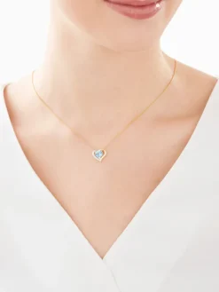 Zawieszka z żółtego złota z diamentem i topazem - serce - próba 585