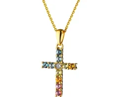 Zawieszka z żółtego złota z diamentem i kamieniami ozdobnymi - próba 375