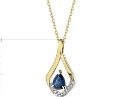 Zawieszka z żółtego złota z diamentami i szafirem - próba 585
